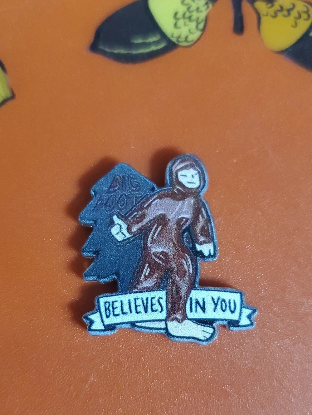 Bigfoot Acrylic Pin - Brown Bigfoot 